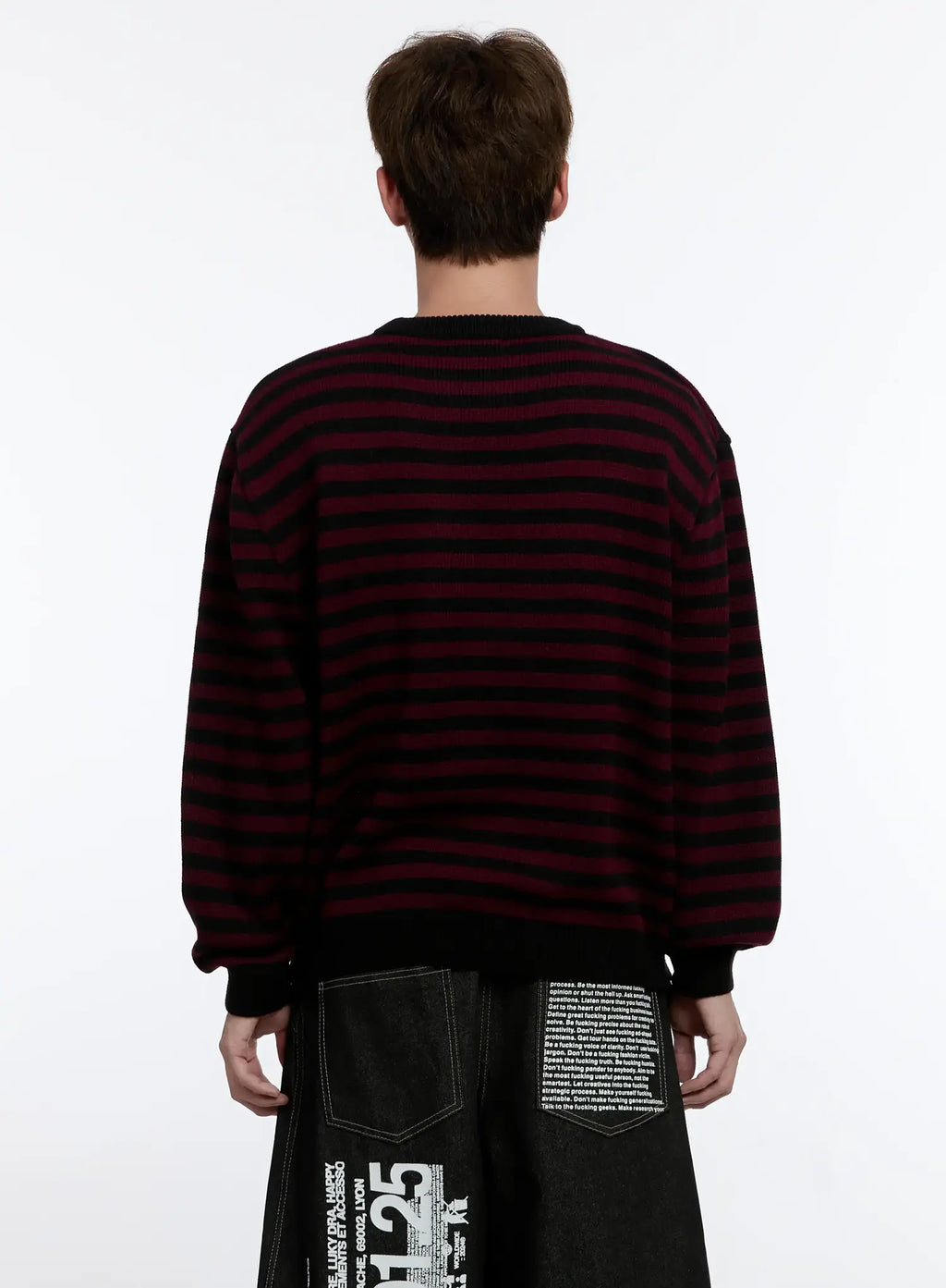 Men's Sunburst Striped Knit Sweater IS529