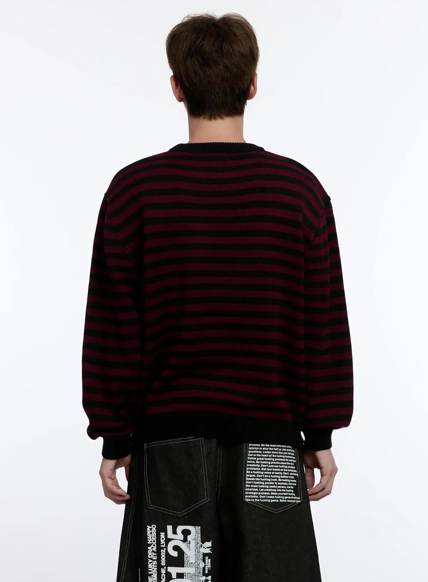 Men's Sunburst Striped Knit Sweater IS529