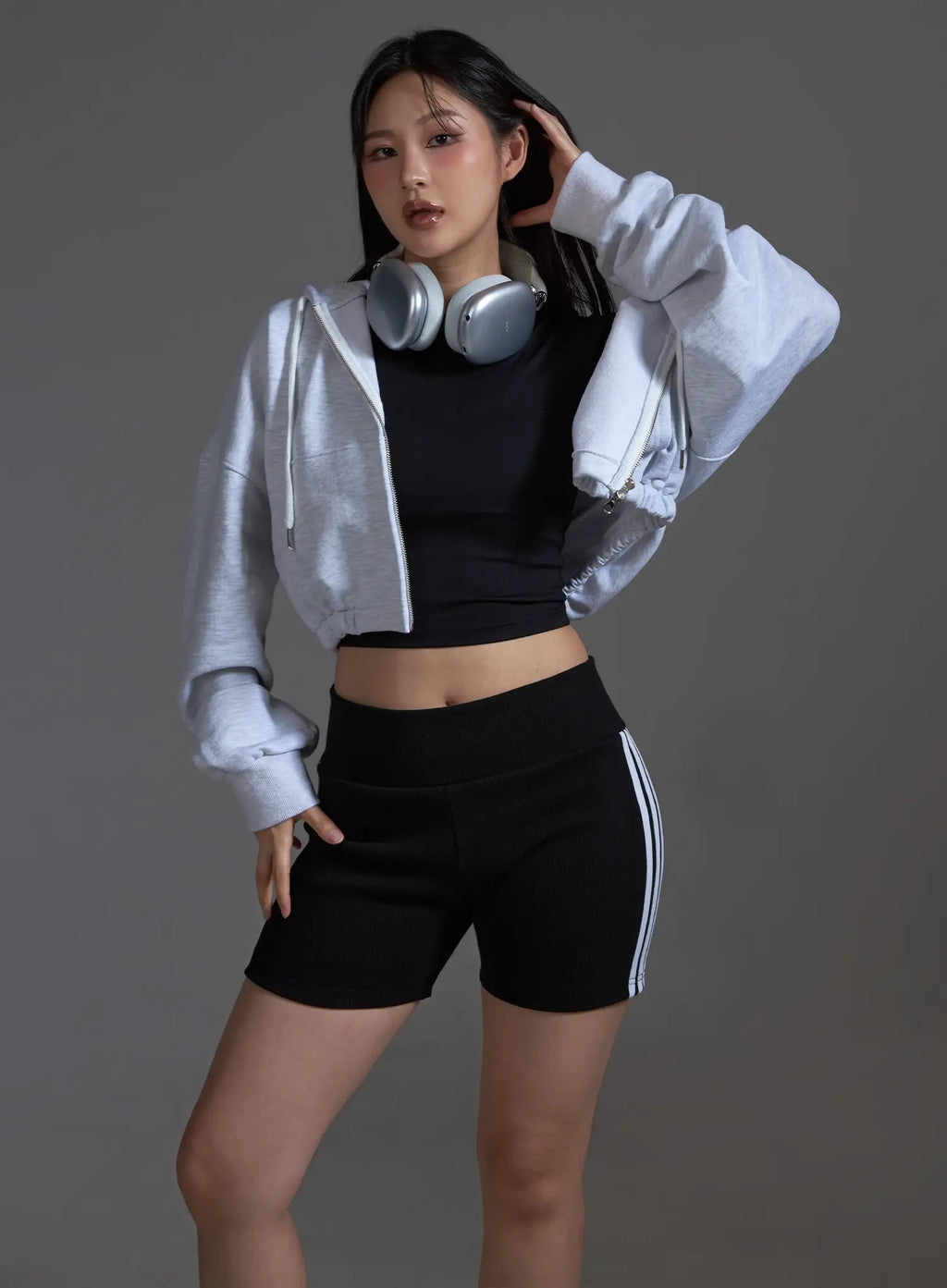 Cropped Zip-Up Hoodie IO517
