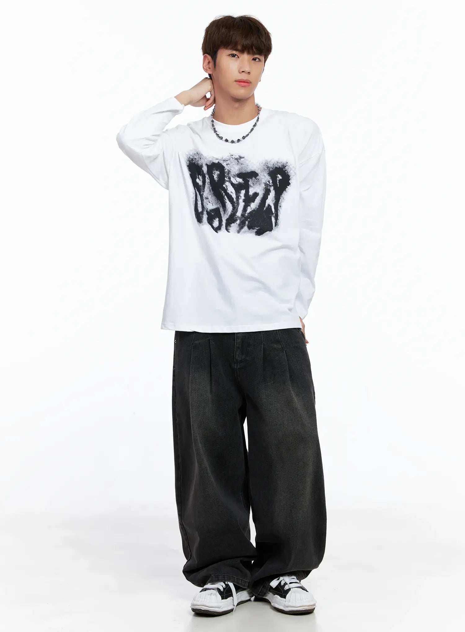 Men's Abstract Graffiti Long-Sleeve Tee IO502
