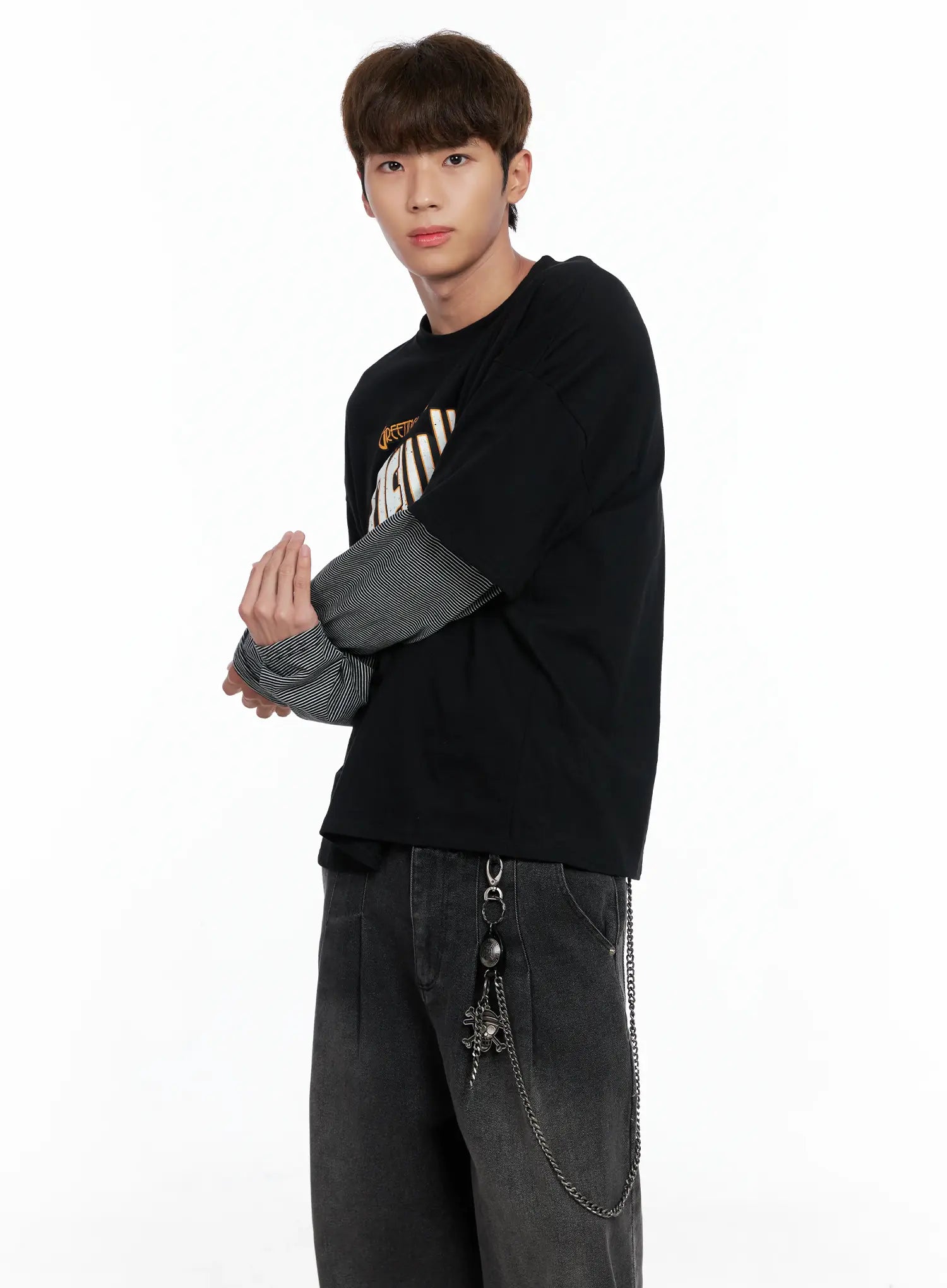 Men's New York Striped Layered Tee IO502