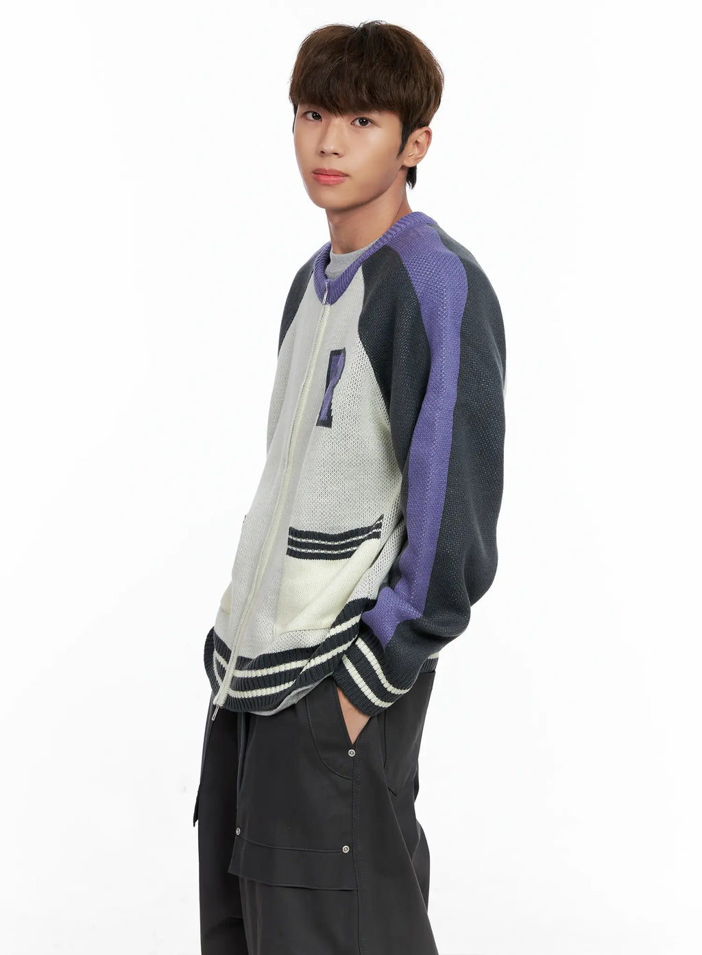 Men's Knit Varsity Jacket IO506