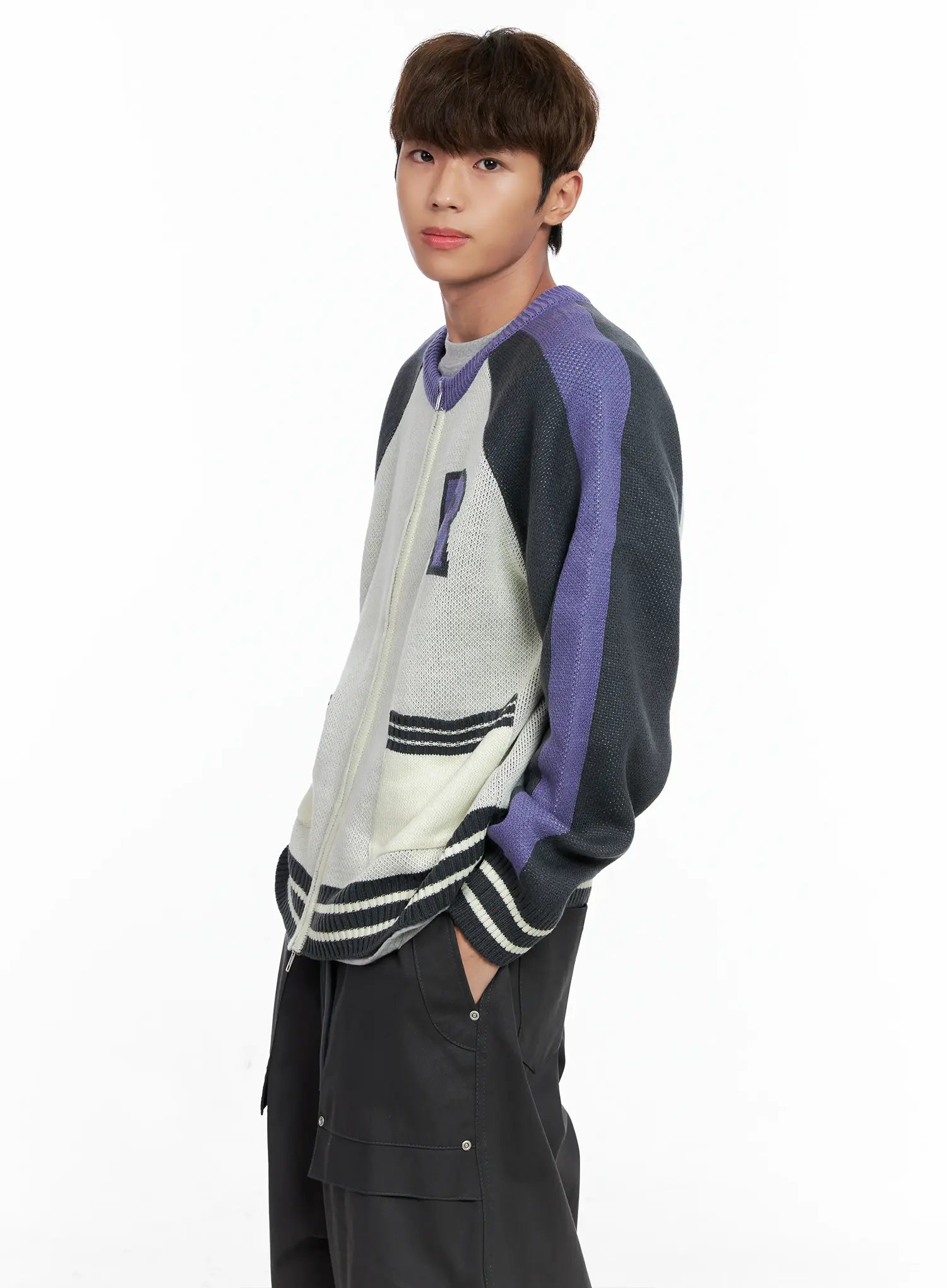 Men's Knit Varsity Jacket IO506