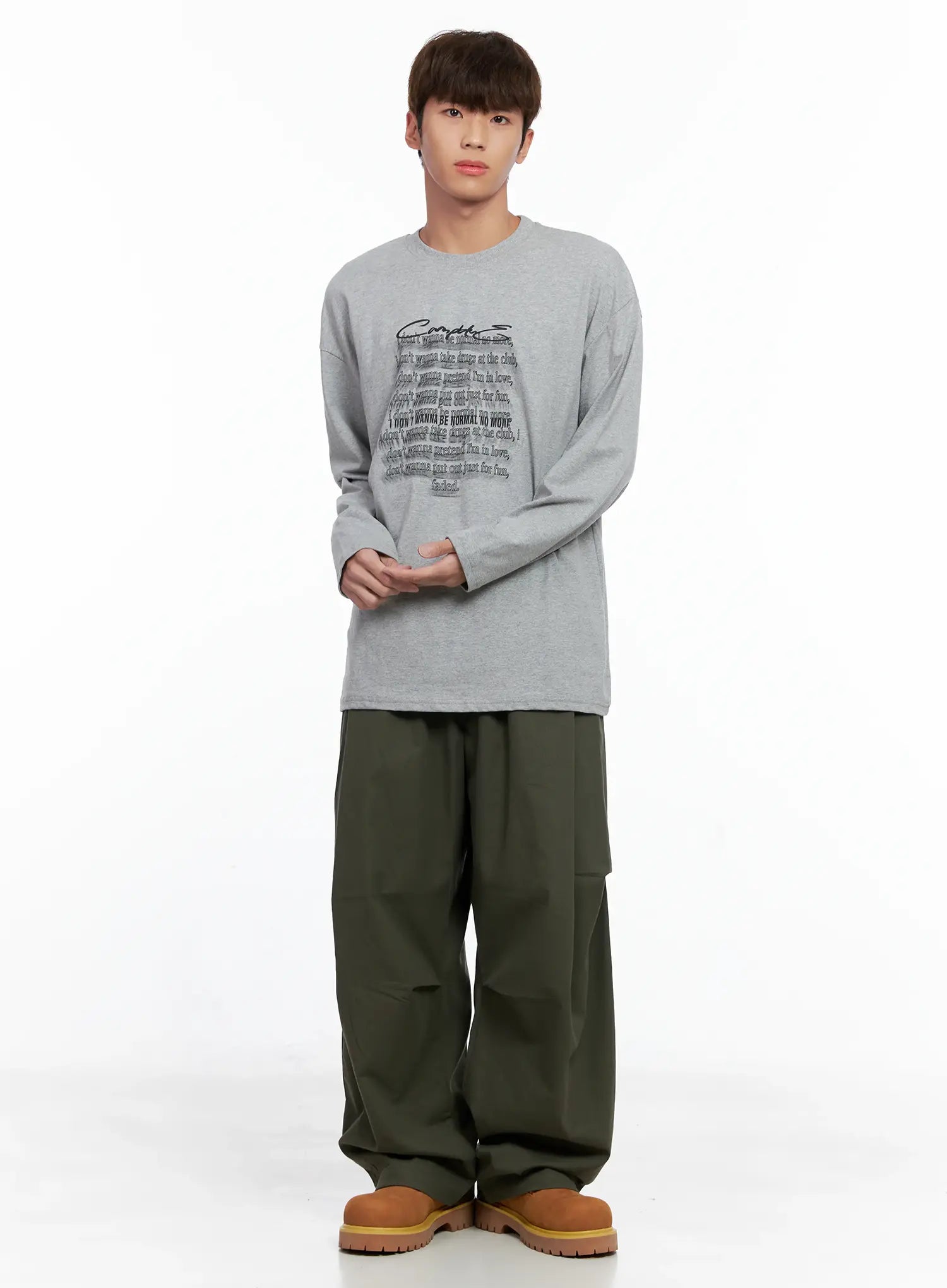 Men's Graphic Lettering Long Sleeve IO506