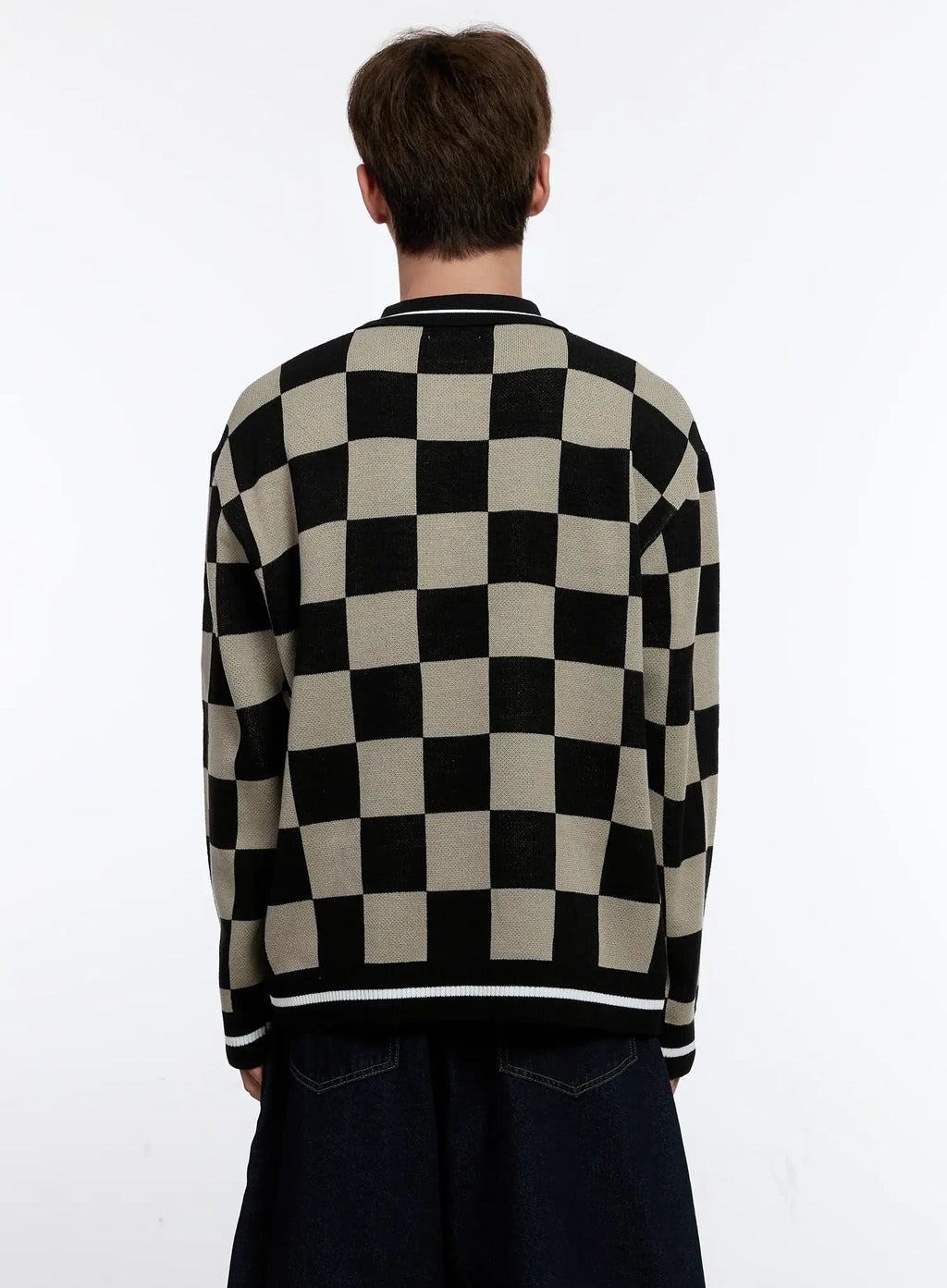 Men's Checkered Knit Sweater IS530