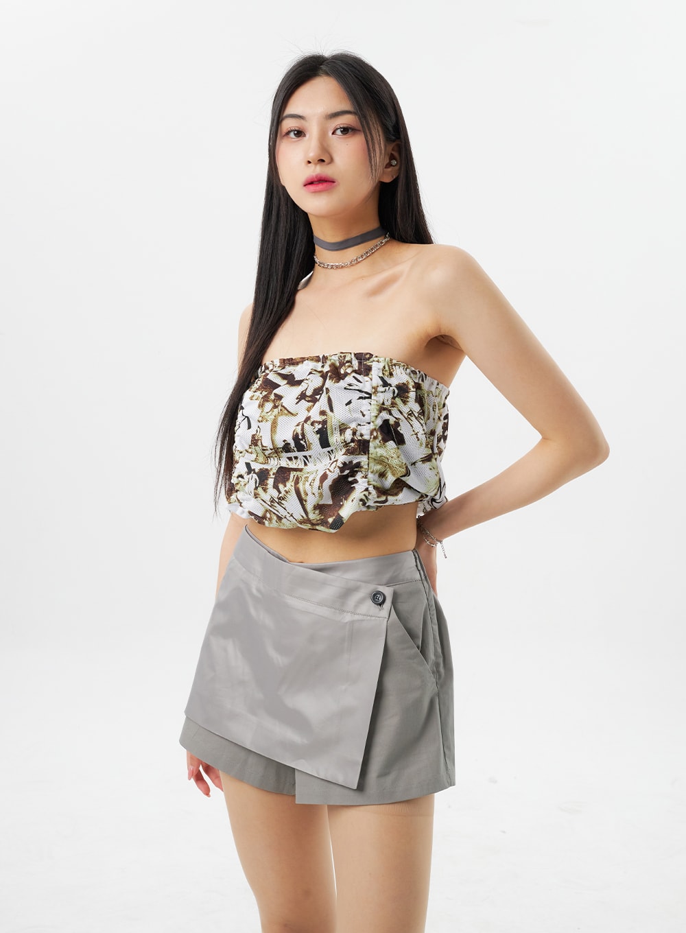 Graphic Wide Tube Top BY326