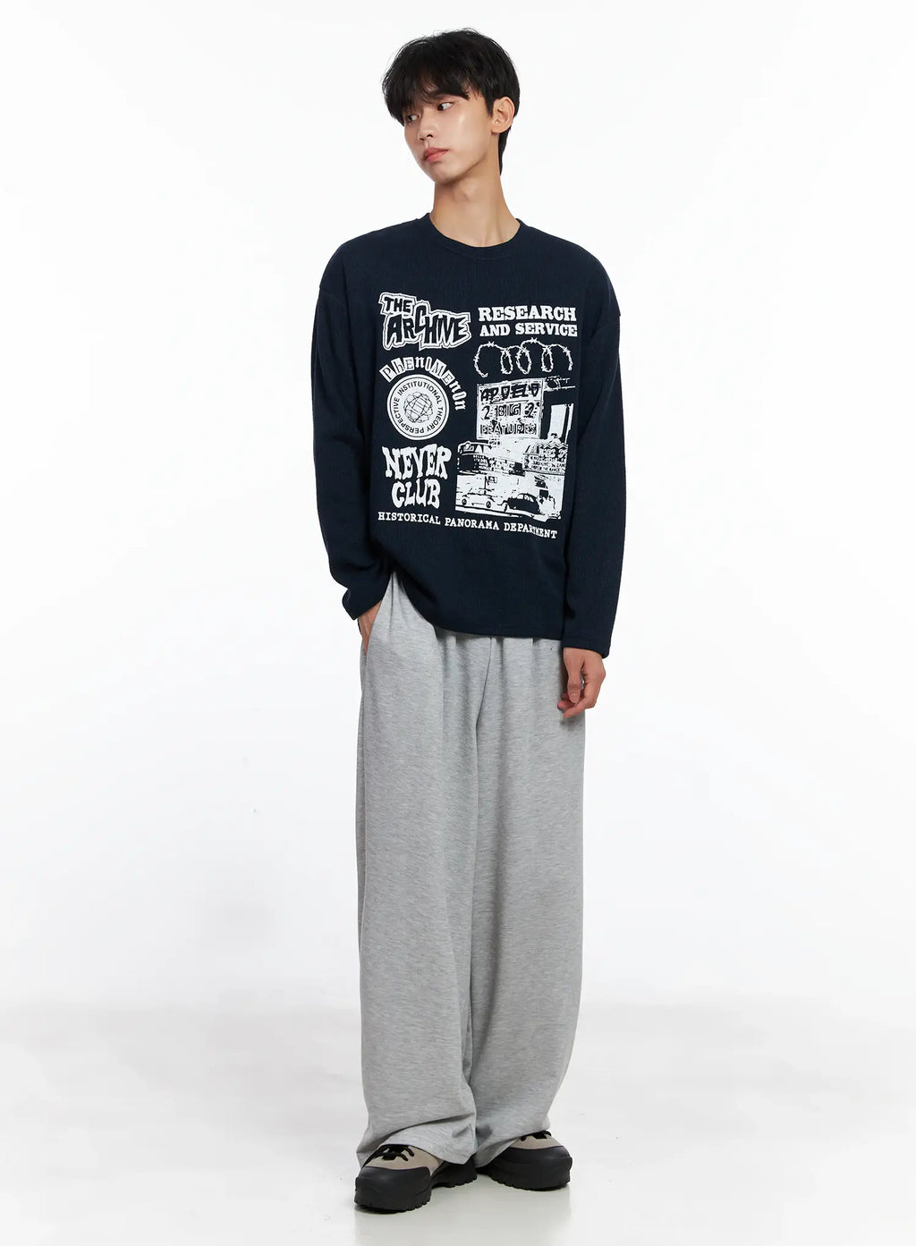Men's Graphic Knit Long-Sleeve Top IS519