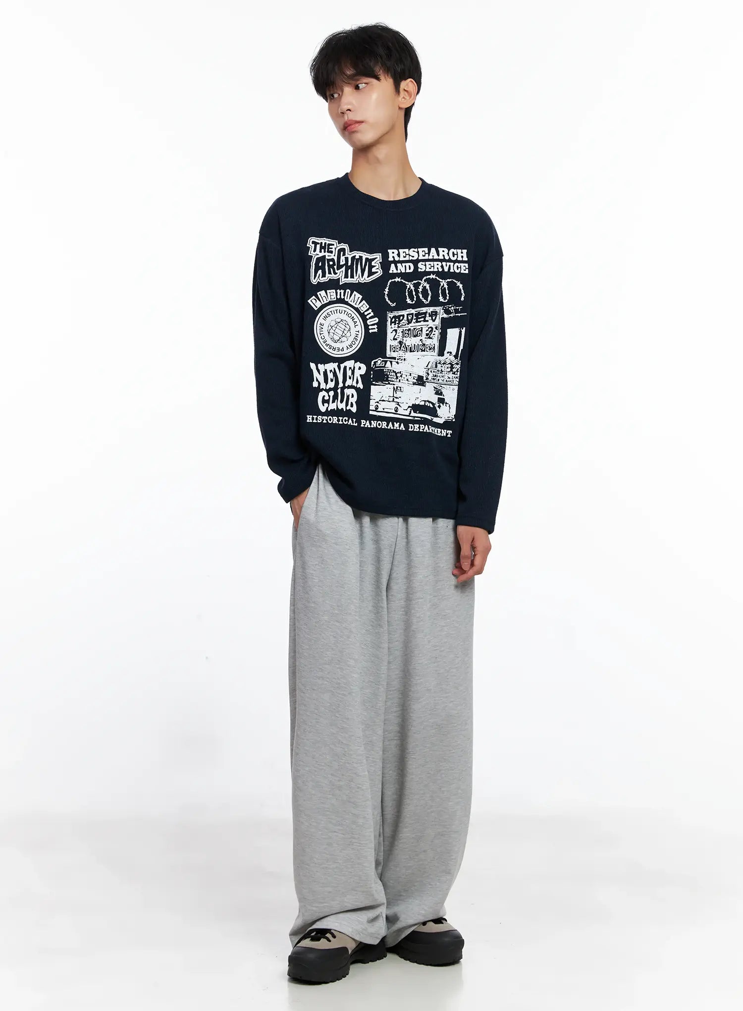 Men's Graphic Knit Long-Sleeve Top IS519
