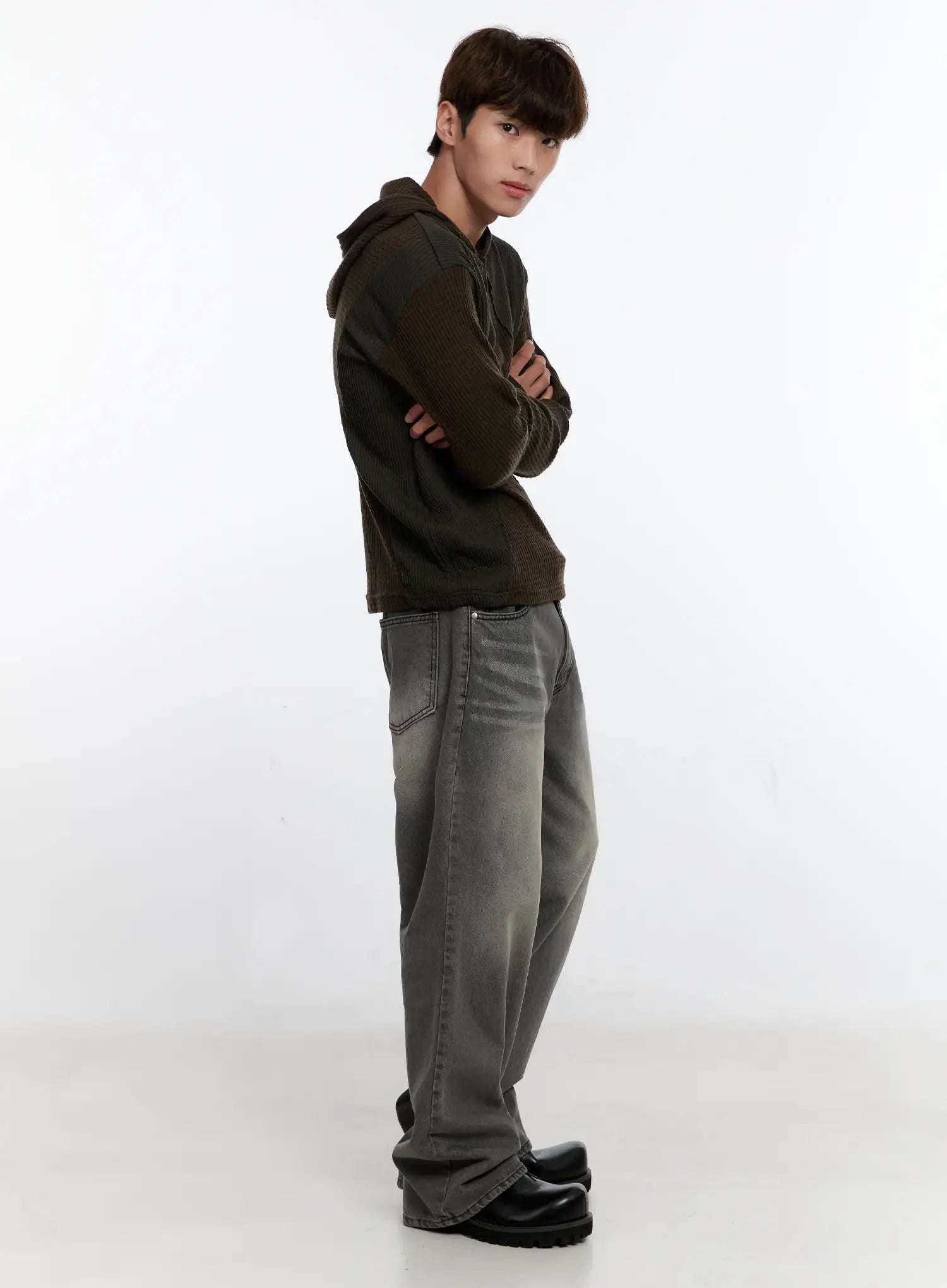 Men's Henley Hooded Sweater IS530