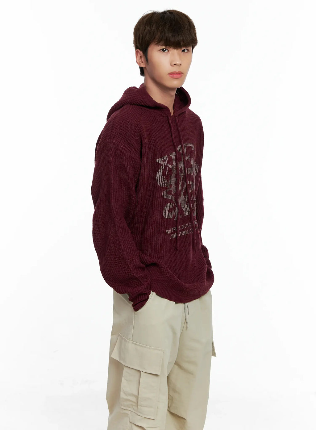 Men's Letter Knit Hoodie IO506