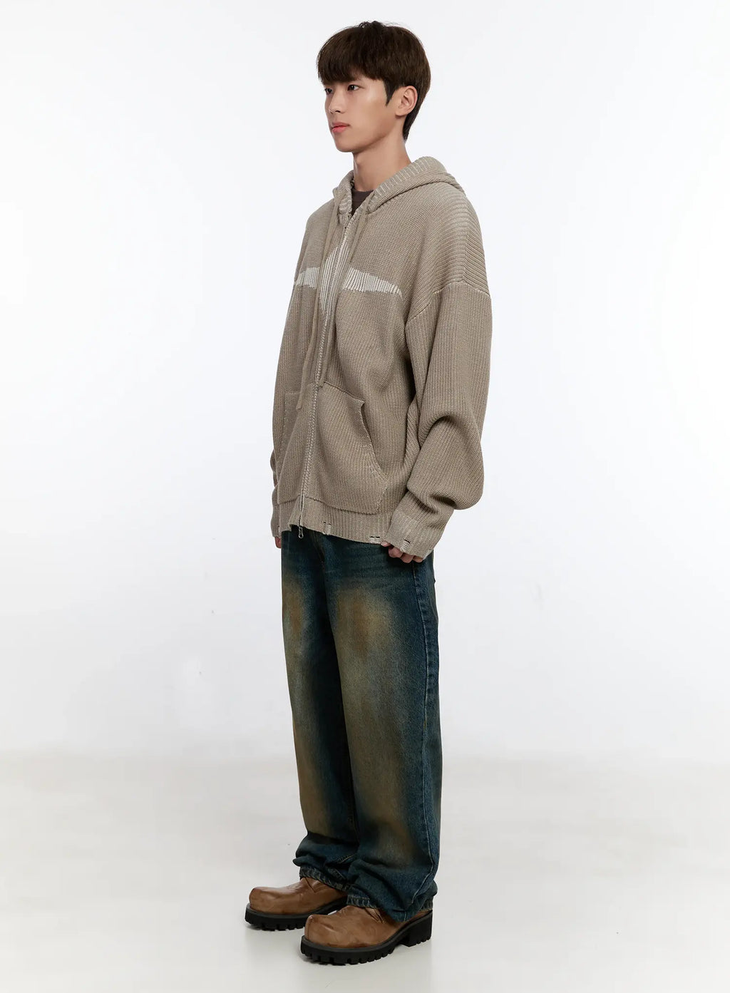 Men's Vintage Wash Wide Leg Jeans IS530