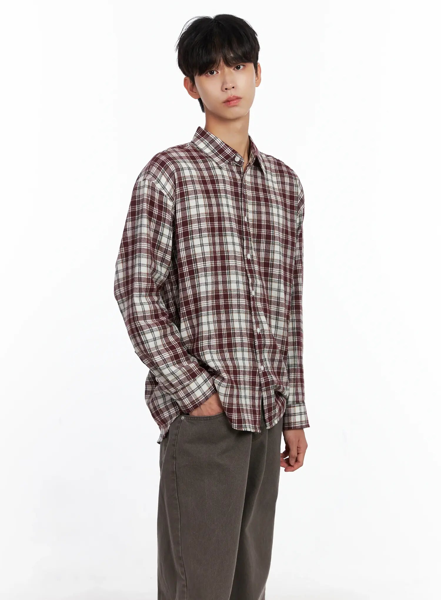 Men's Classic Plaid Button-Up Shirt IS519