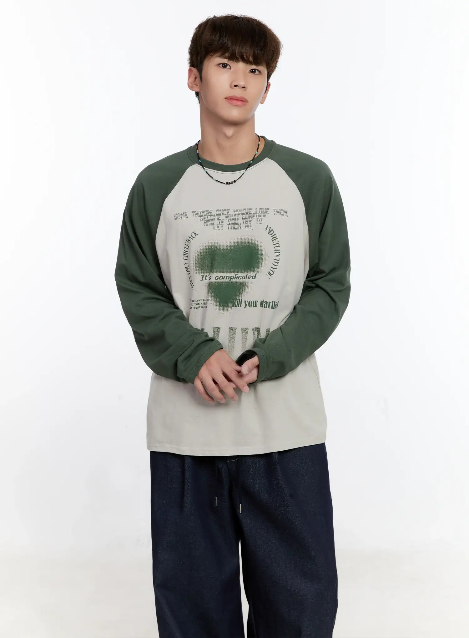 Men's Graphic Raglan Long Sleeve T-Shirt IS529