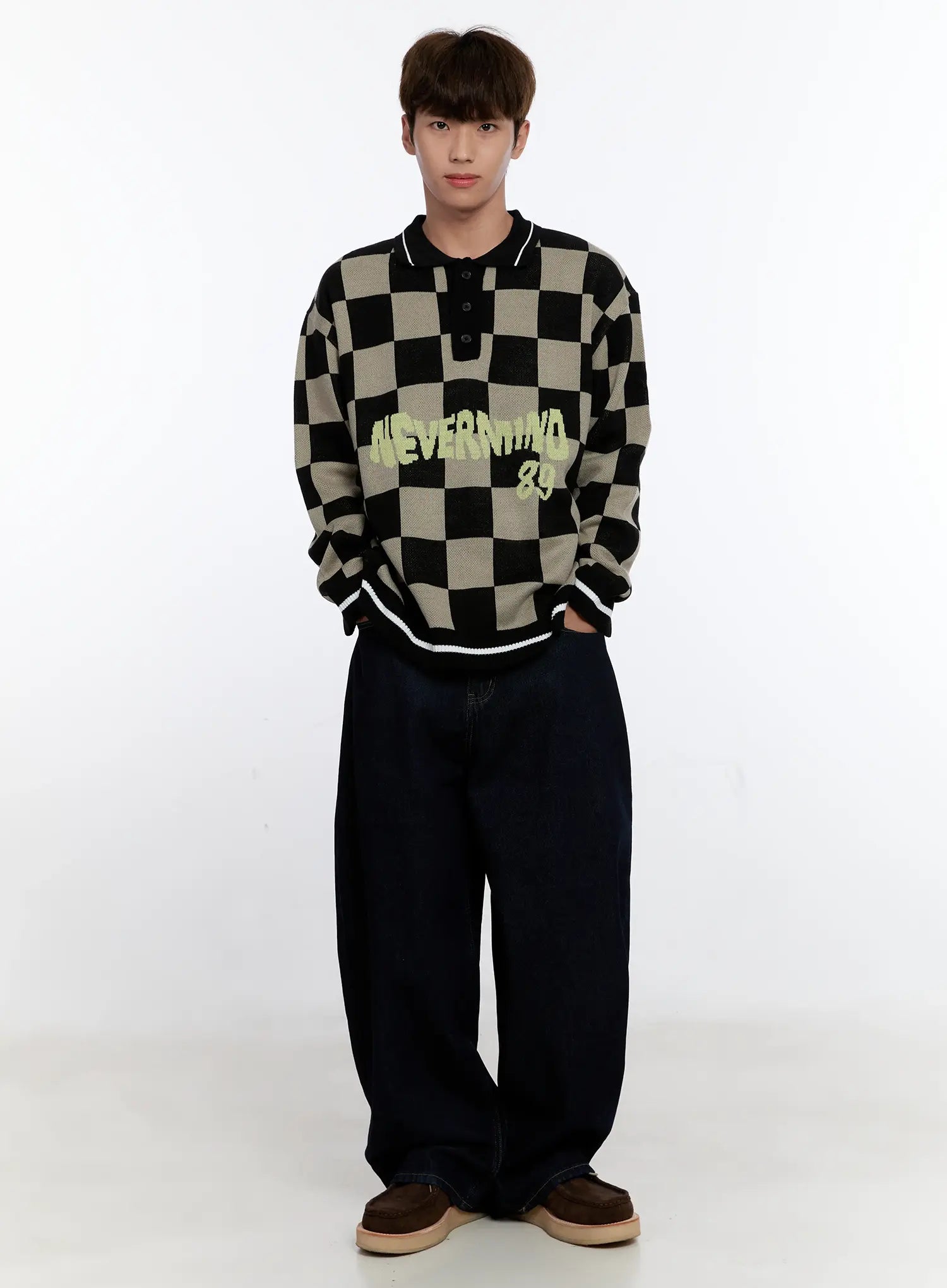 Men's Checkered Knit Sweater IS530