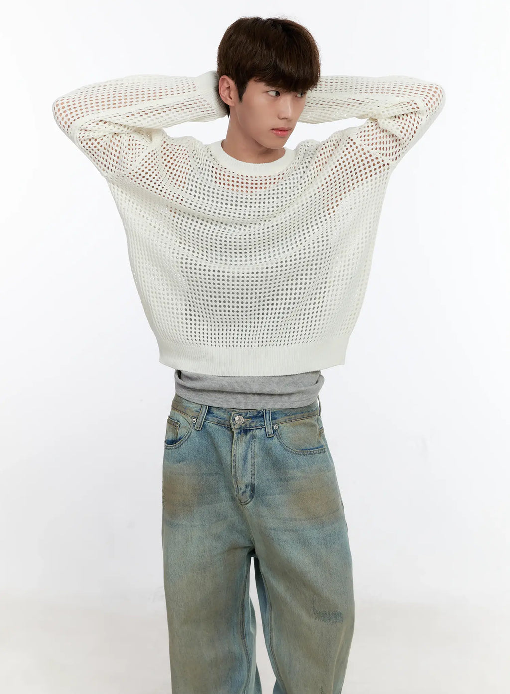 Men's Mesh Knit Sweater IS529