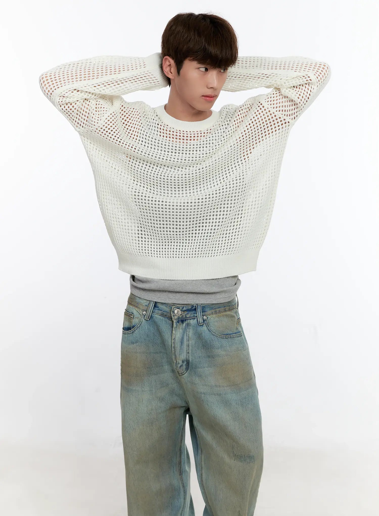 Men's Mesh Knit Sweater IS529