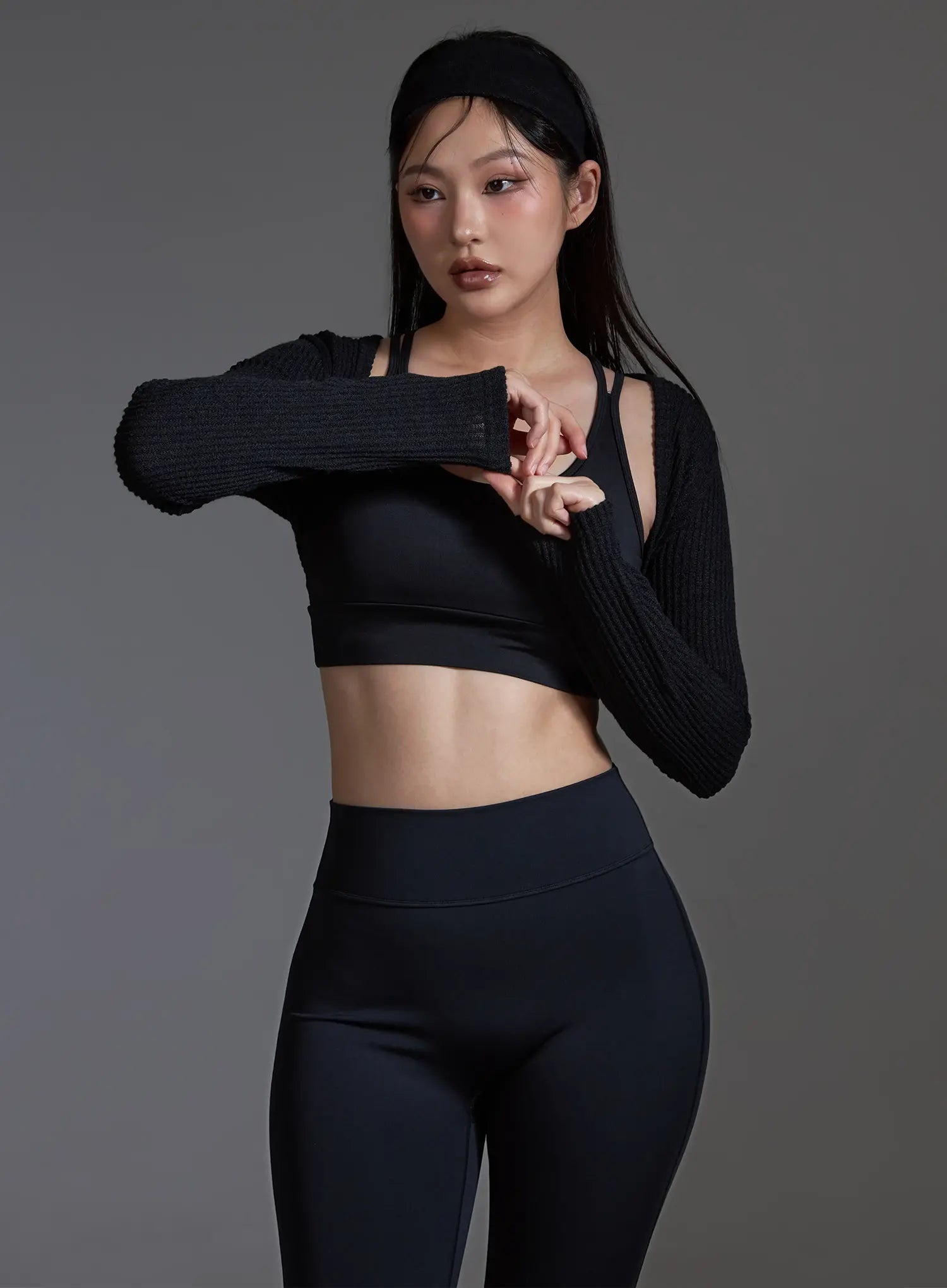 Ribbed Bolero Top (Black) IO517