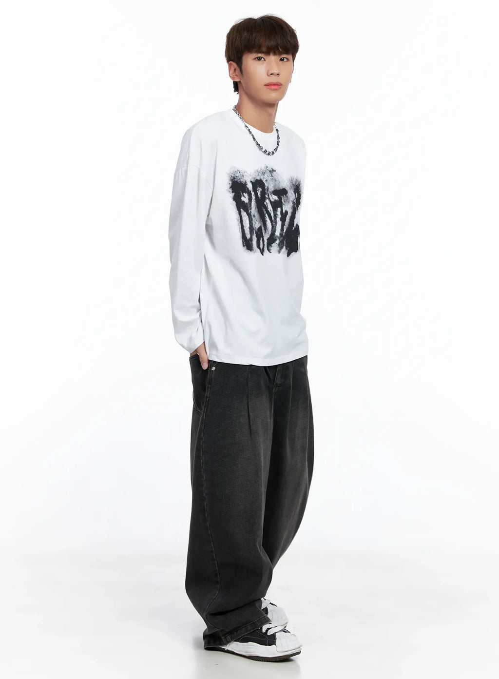 Men's Abstract Graffiti Long-Sleeve Tee IO502