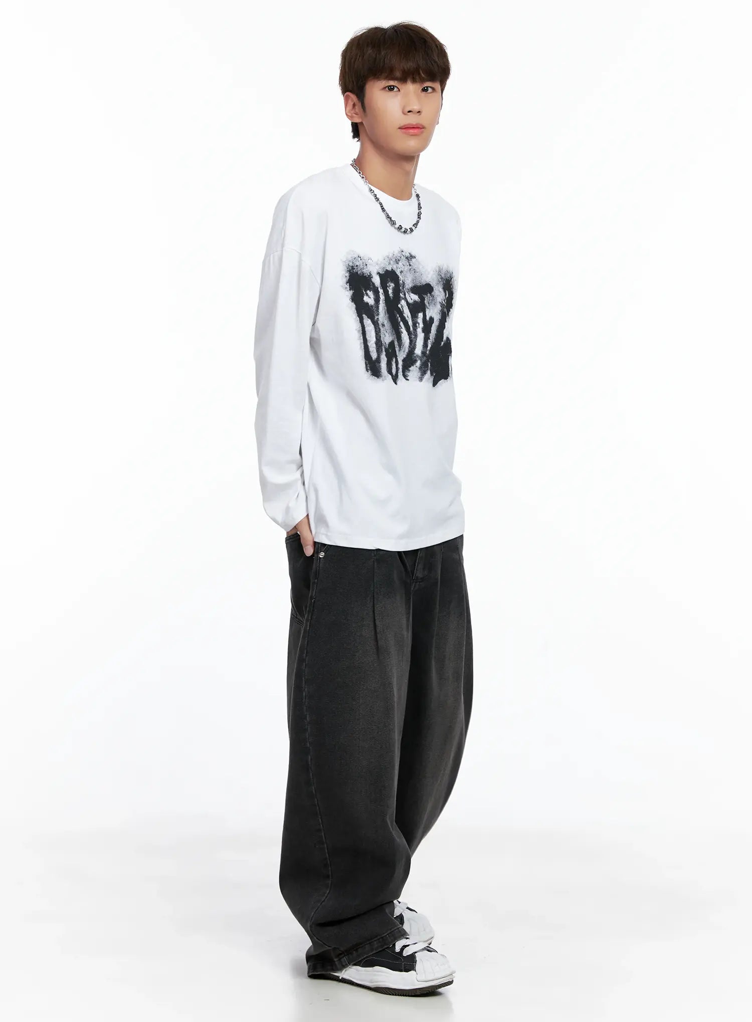 Men's Abstract Graffiti Long-Sleeve Tee IO502
