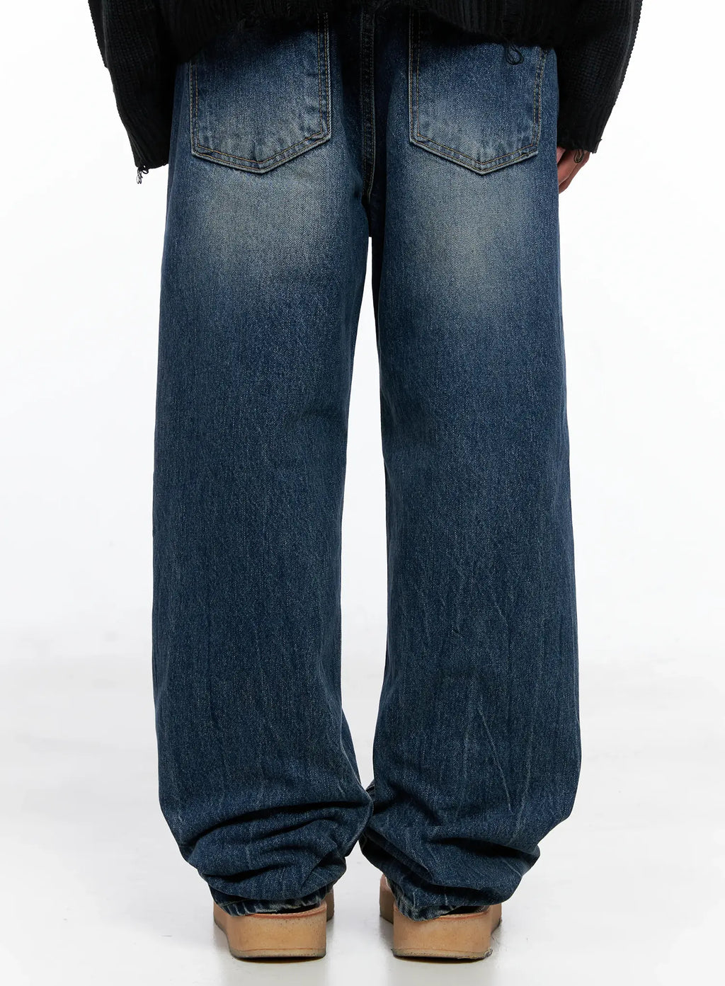 Men's Vintage Wash Semi-Wide Jeans IO502