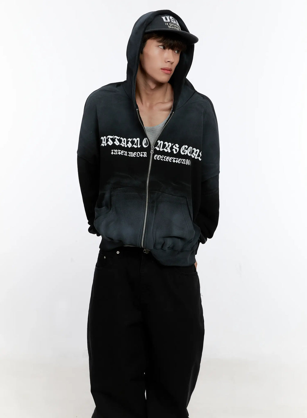 Men's Graphic Zip-Up Hoodie IS530