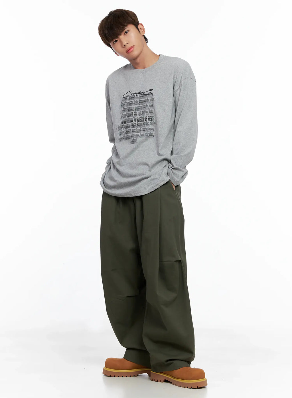 Men's Pintuck Wide-Leg Pants IO506