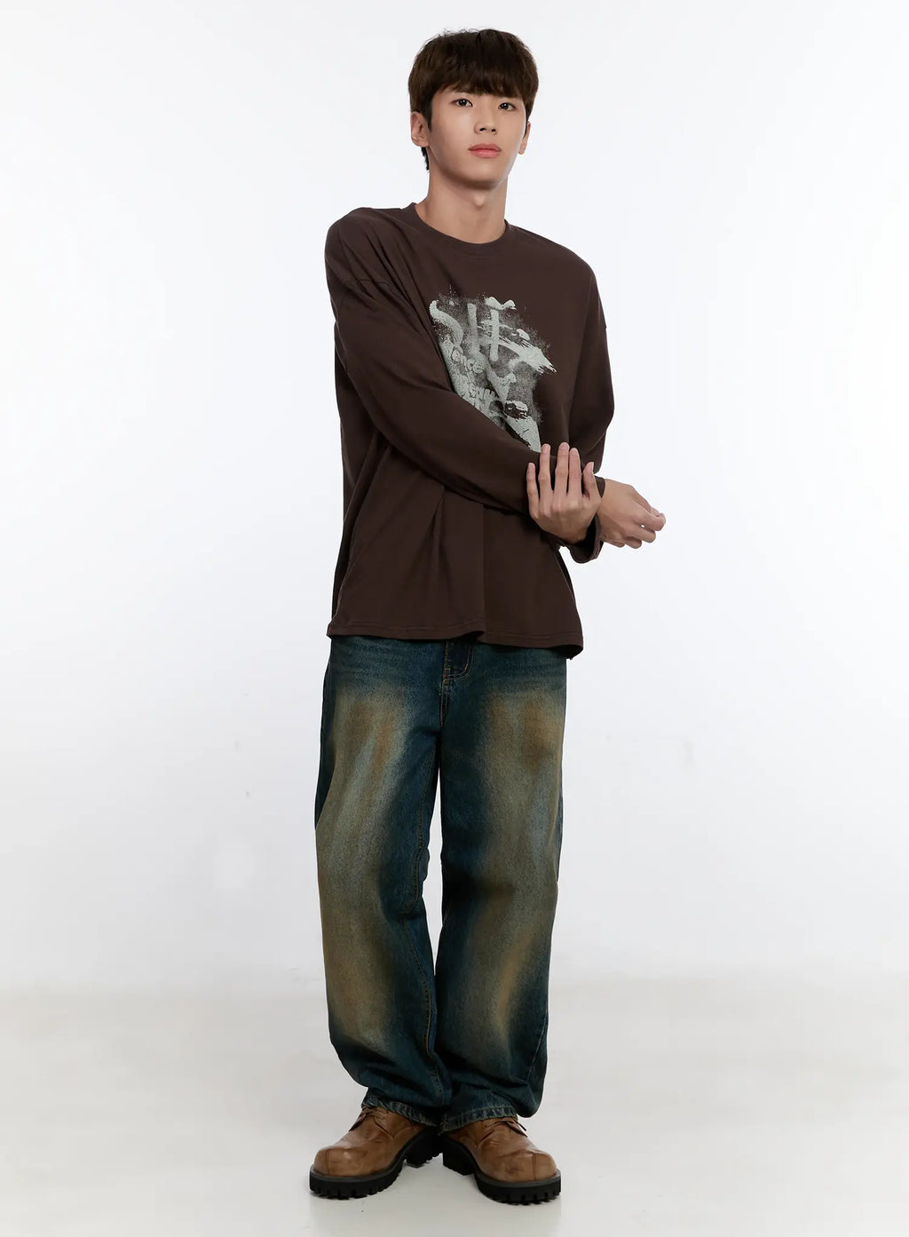 Men's Retro Print Long Sleeve Tee IS530