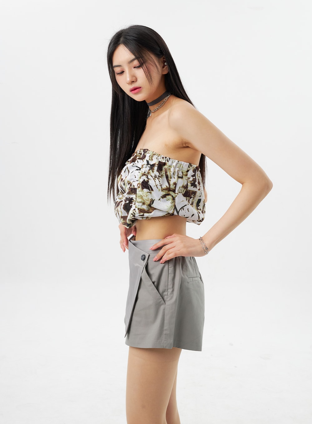 Graphic Wide Tube Top BY326