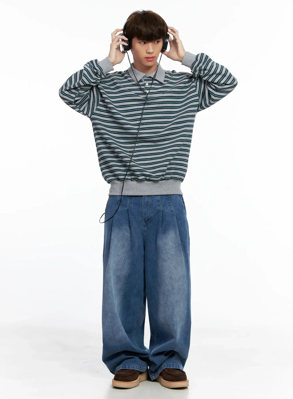 Men's Wide-Leg Two-Tuck Jeans IO502