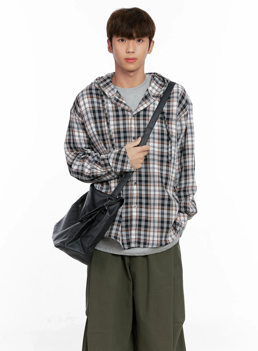 Men's Hooded Plaid Shirt IO506