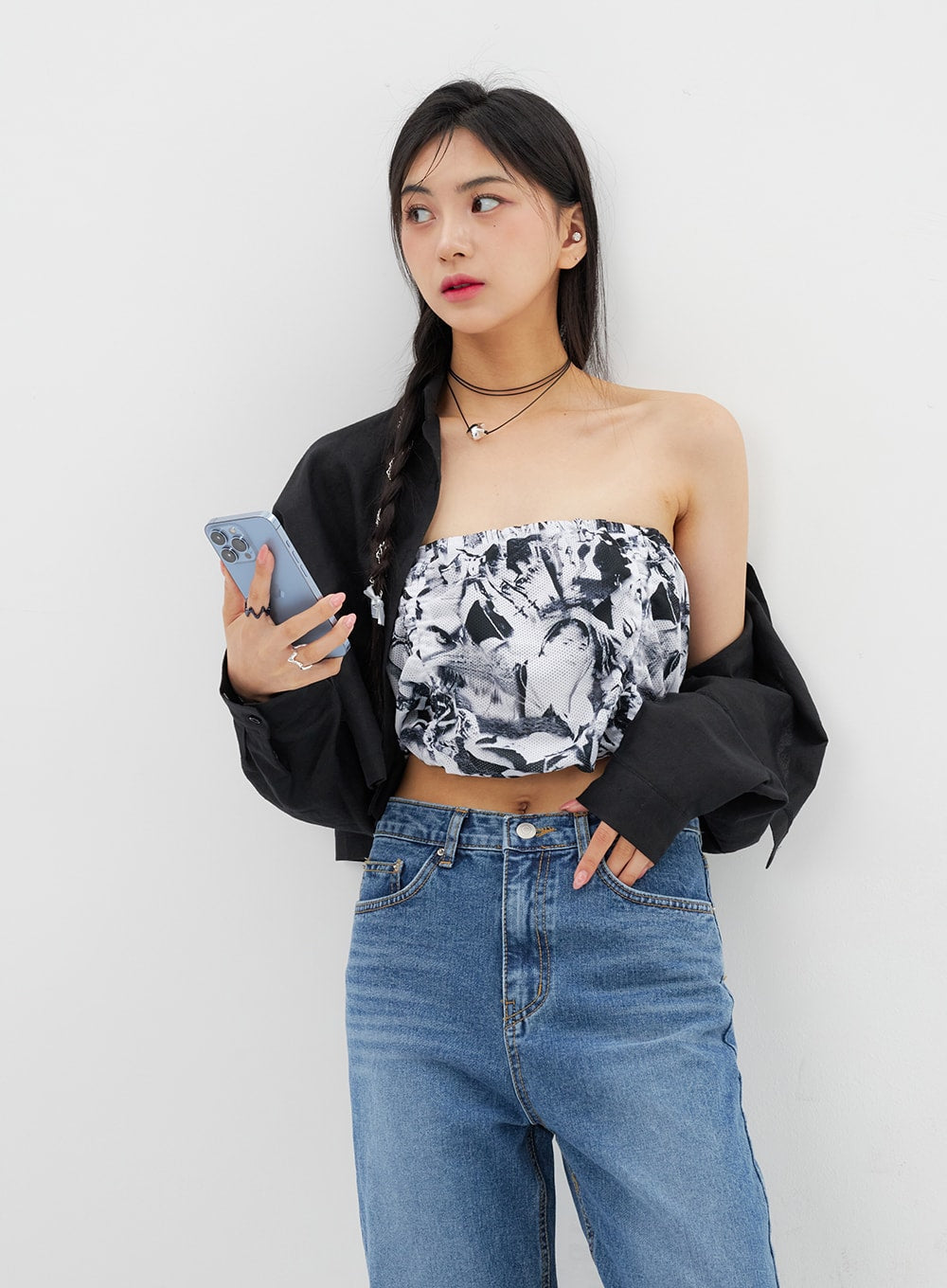 Graphic Wide Tube Top BY326