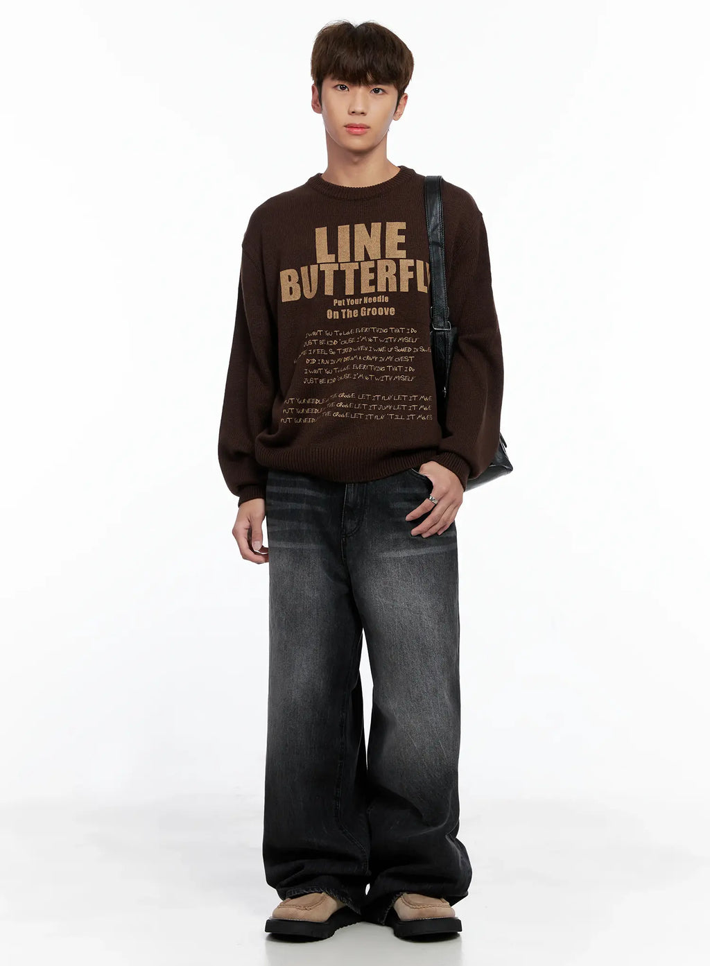 Men's Wide-Leg Washed Jeans IO502