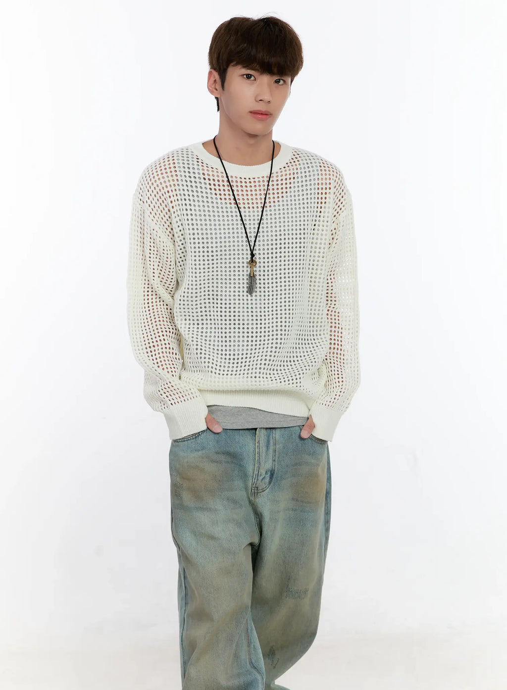 Men's Mesh Knit Sweater IS529