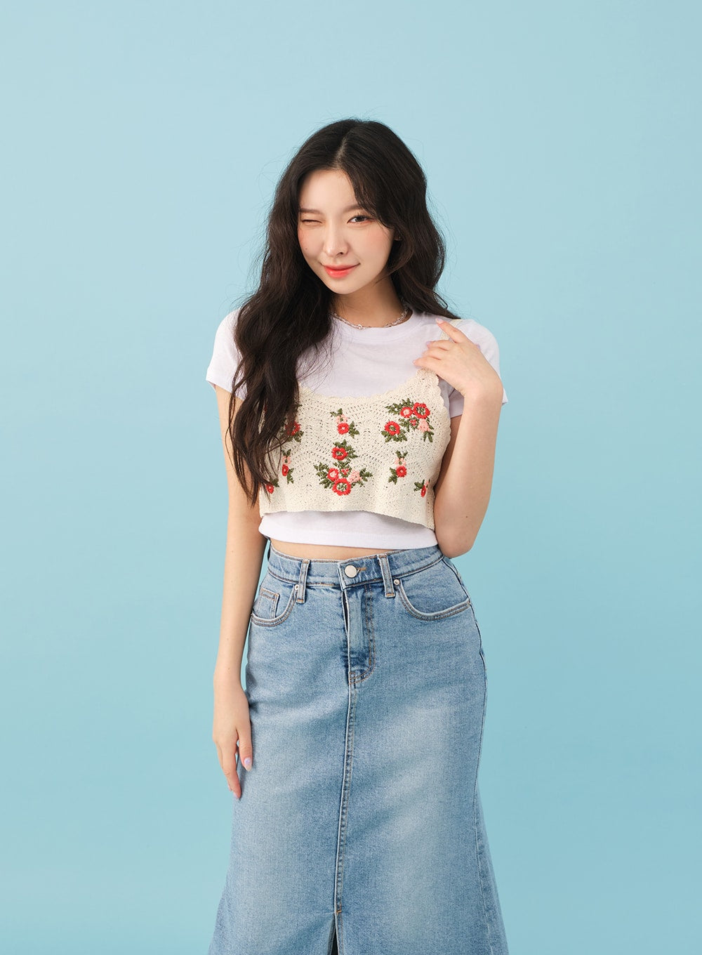 Slit Mermaid Fit Denim Maxi Skirt BJ03