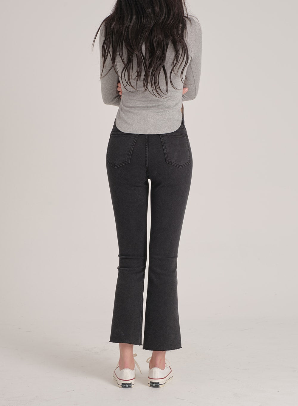 Bootcut Black Jeans with Front Slit J31