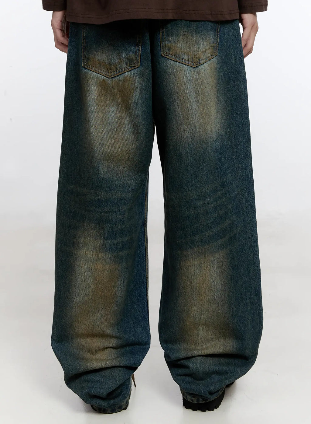 Men's Vintage Wash Wide Leg Jeans IS530