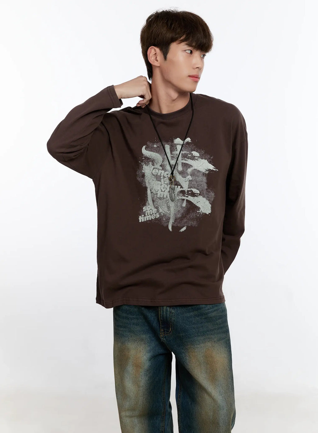Men's Retro Print Long Sleeve Tee IS530