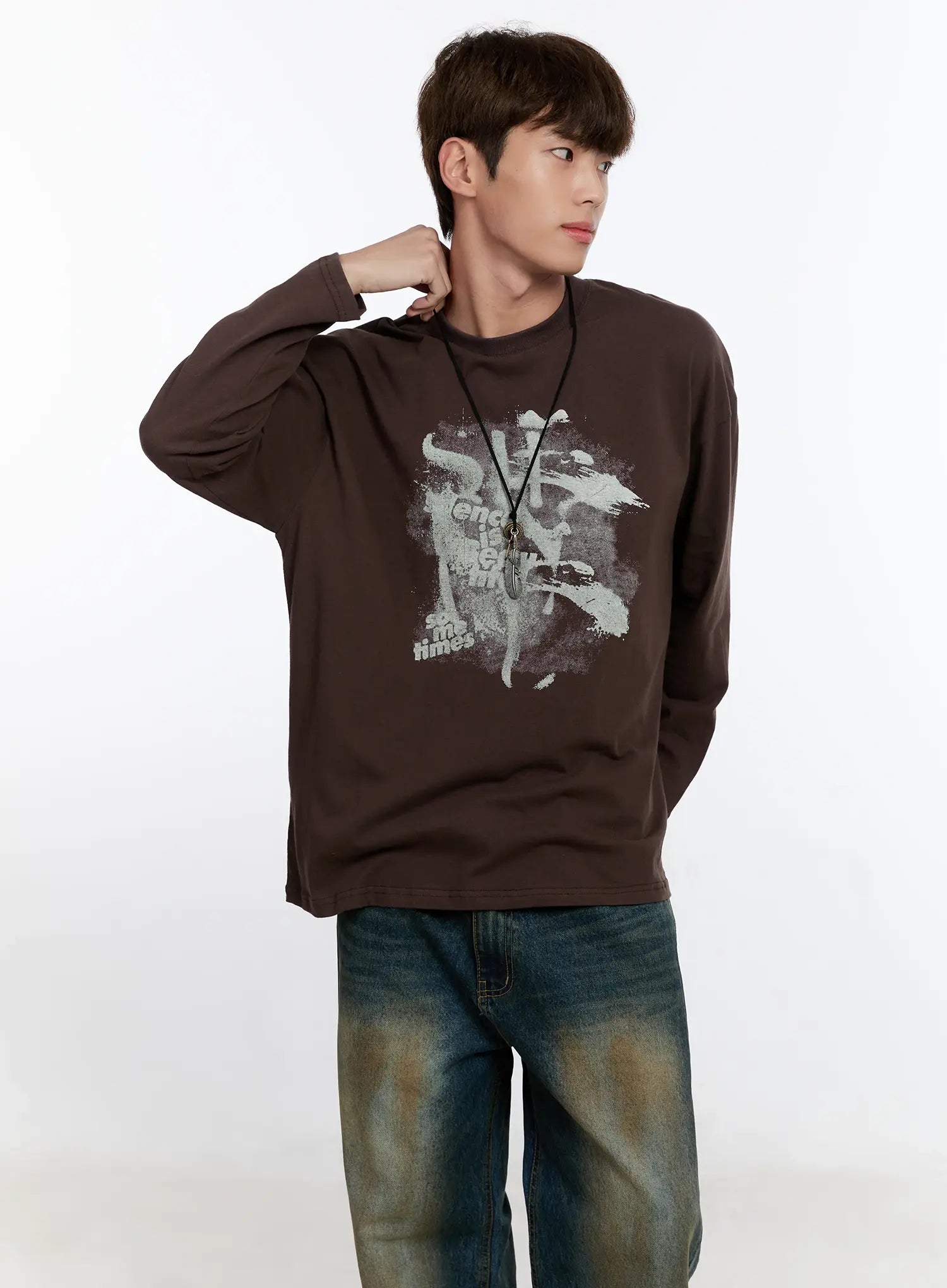 Men's Retro Print Long Sleeve Tee IS530
