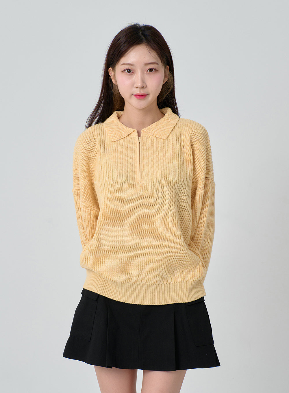 Half Zip-up Knitted Sweat Shirt OA01