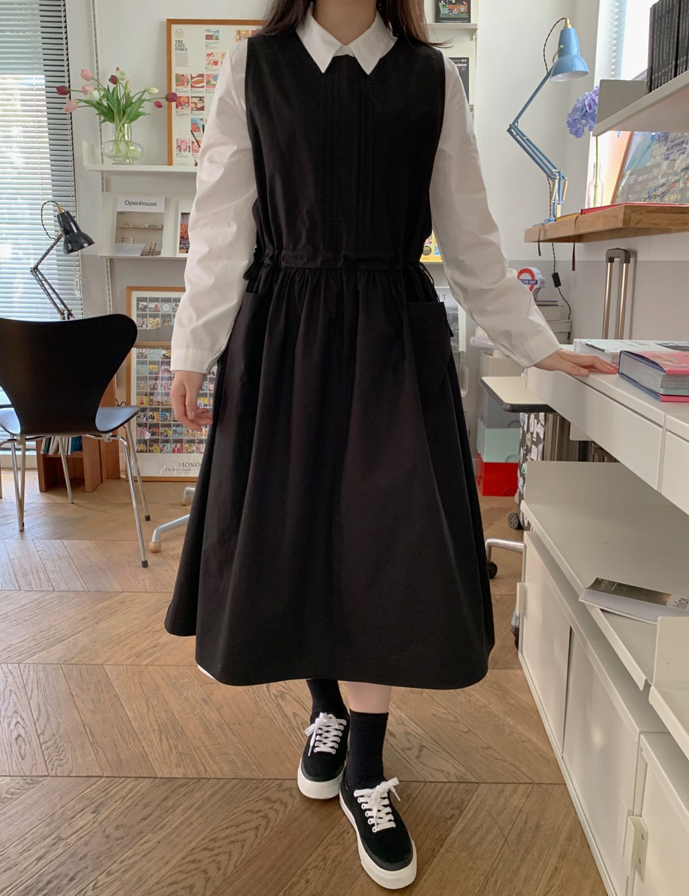 Pintuck Drawstring Waist Dress BA15