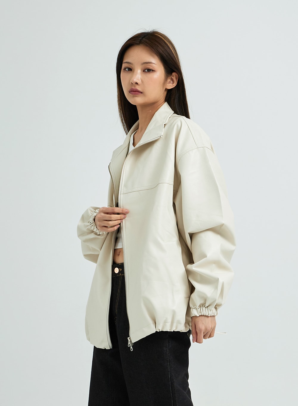 Relaxed Fit Faux Leather Jacket J24