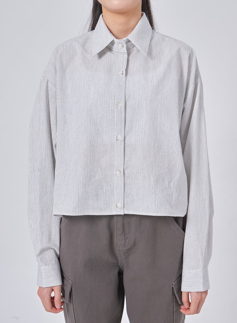 Pinstripe Cropped Shirt IF324