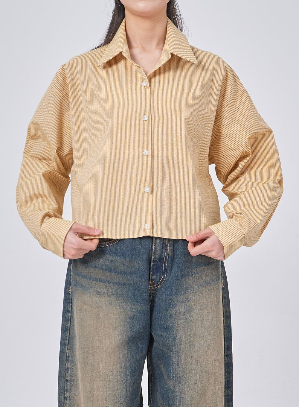 Pinstripe Cropped Shirt IF324