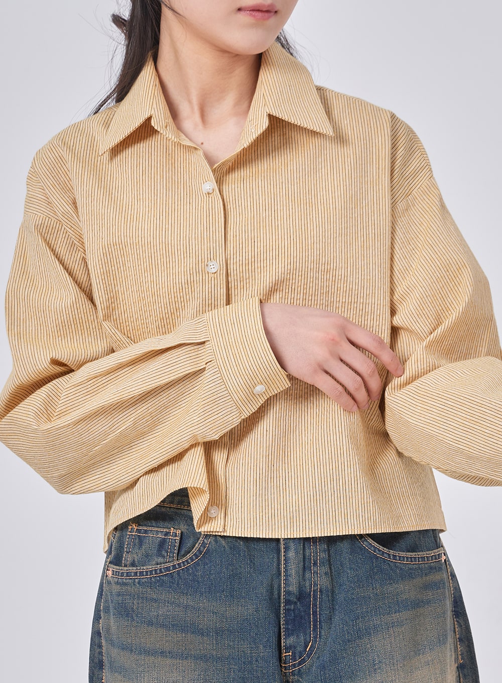 Pinstripe Cropped Shirt IF324
