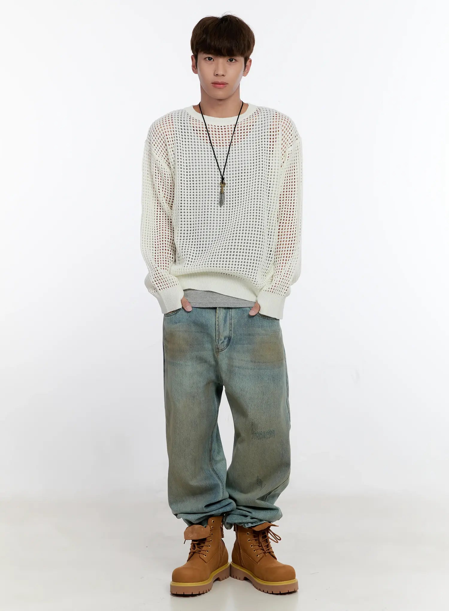 Men's Mesh Knit Sweater IS529