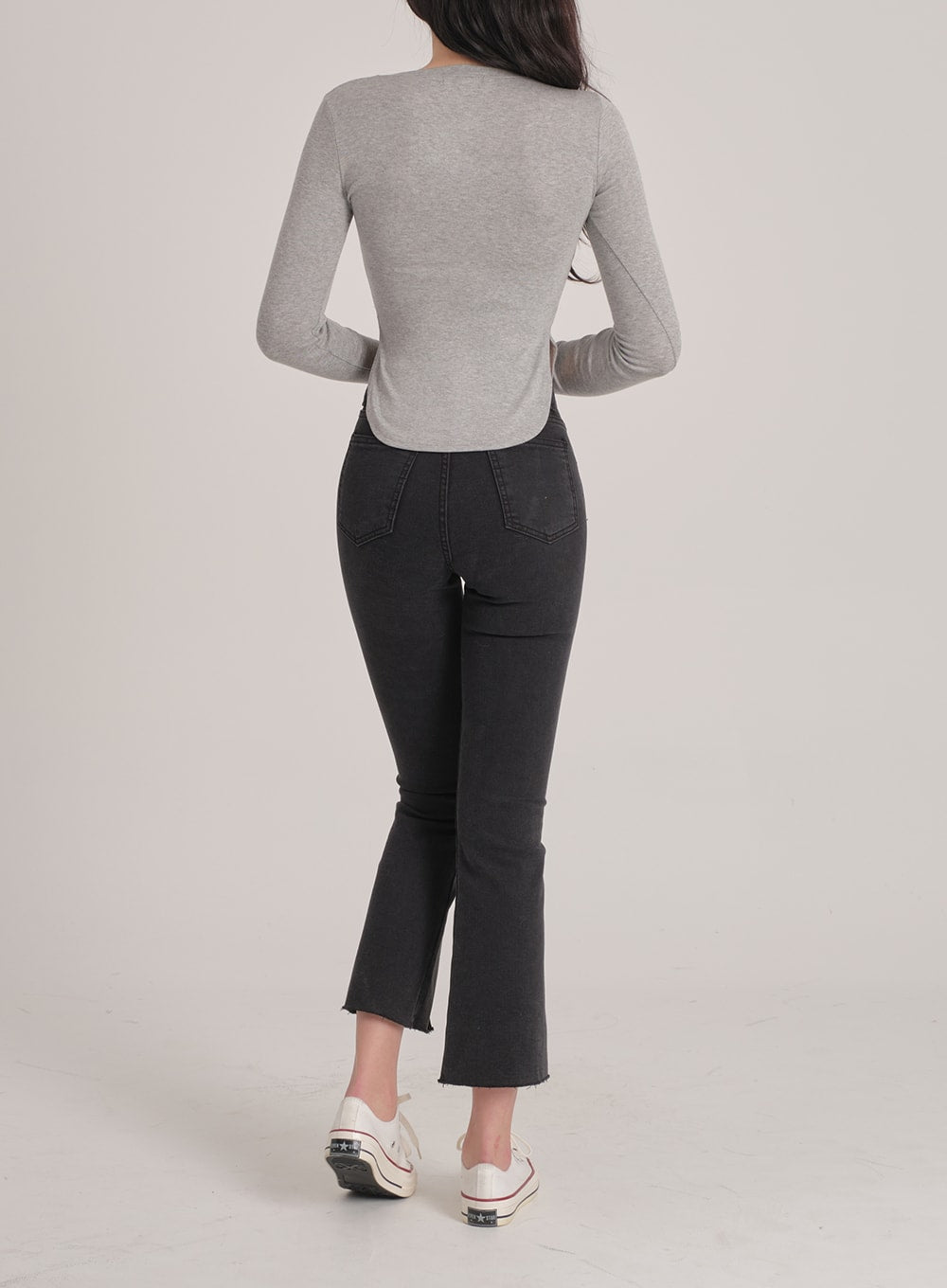 Bootcut Black Jeans with Front Slit J31