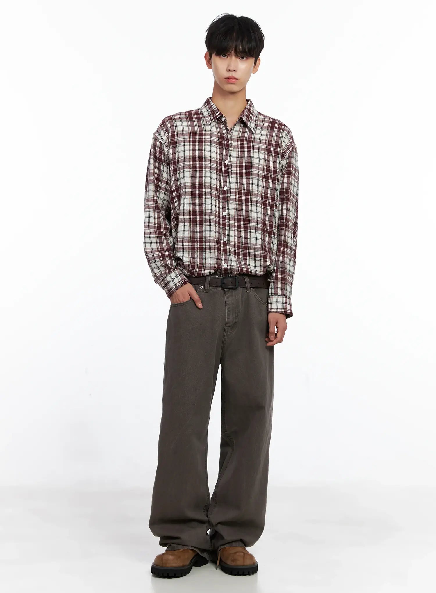 Men's Washed Wide-Leg Pants IS519