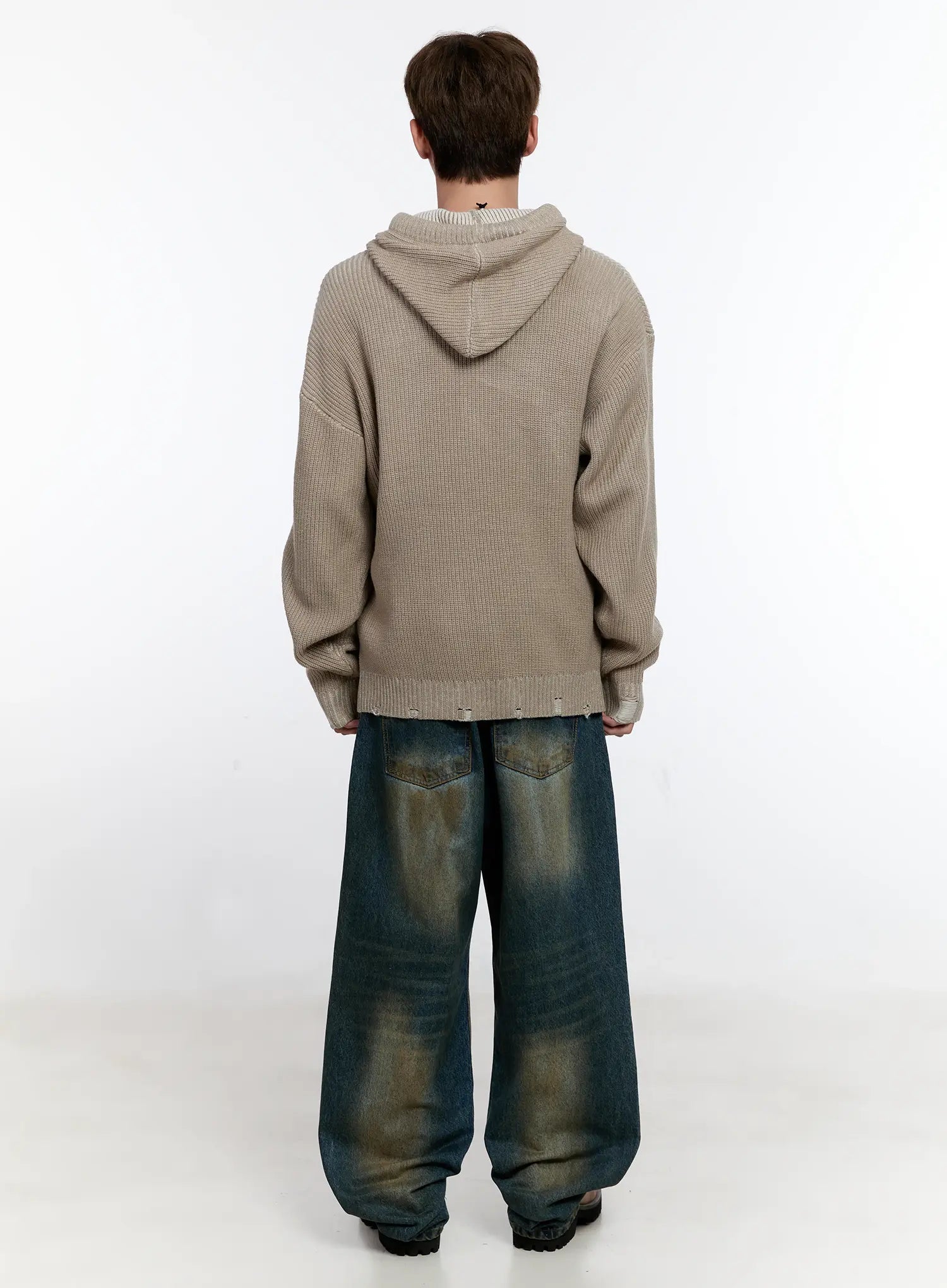 Men's Vintage Wash Wide Leg Jeans IS530