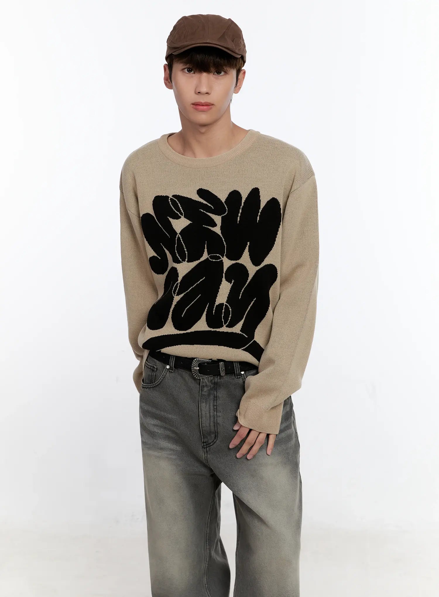 Men's Casual Knit Crewneck Sweater IS530