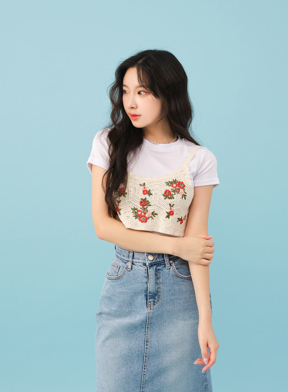 Slit Mermaid Fit Denim Maxi Skirt BJ03